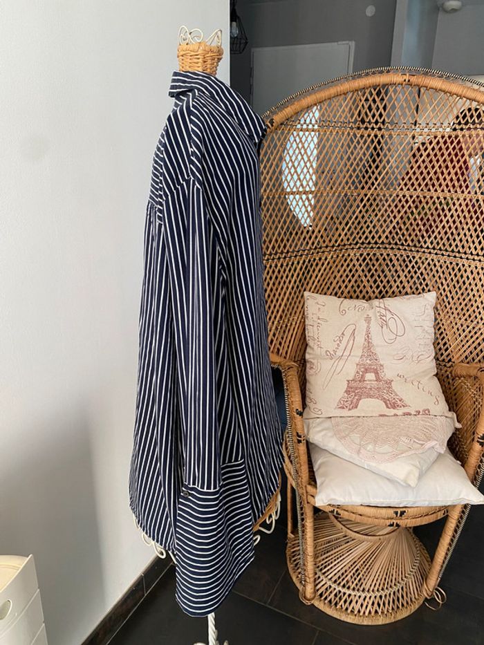 Chemise Pimkie Collection blanche et bleue marine à rayures taille M - photo numéro 3