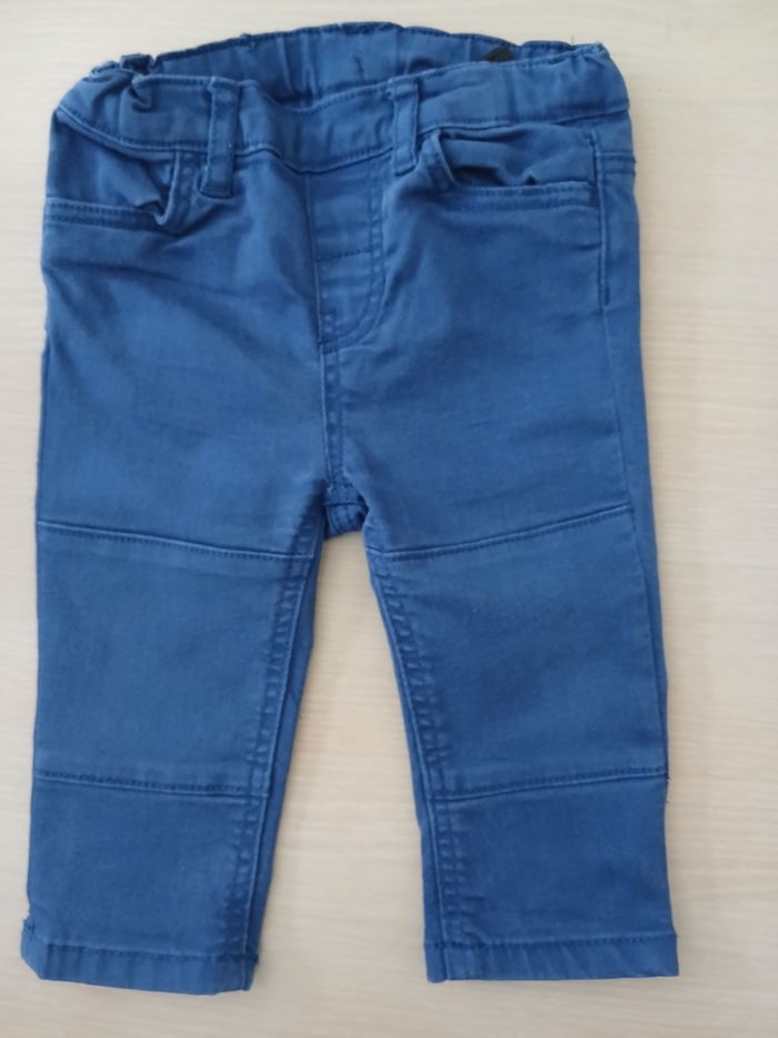 Pantalon bebe en coton taille 6/9 mois  couleur bleu marque HM - photo numéro 2