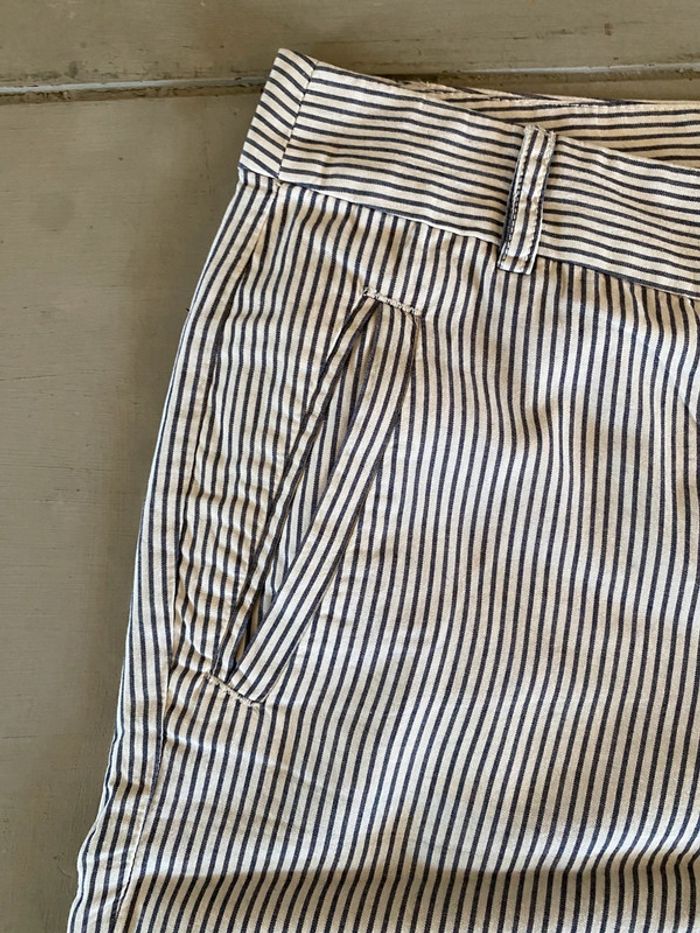 Short Bermuda J.Crew blanc et bleu marine à rayures taille 2 - photo numéro 5