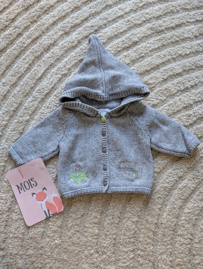 Ensemble gilet à capuche salopette et body, gris, bébé garçon, 1 mois, Du pareil au même - photo numéro 6