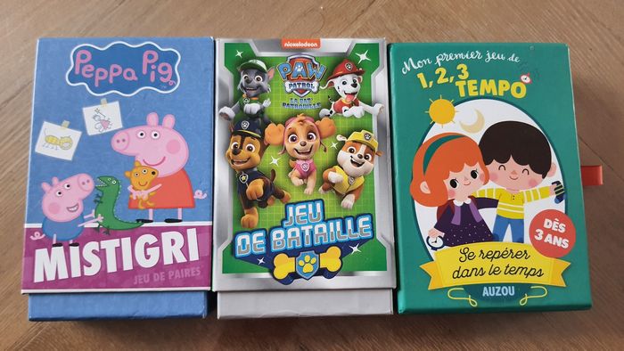 Lot 3 jeux de cartes Mistigri,  Bataille,  1.2.3 Tempo