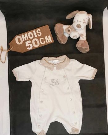 Pyjama  👣  mixte,  velours,  ouverture  devant,  Kitchoun 0mois/50cm grenouillère