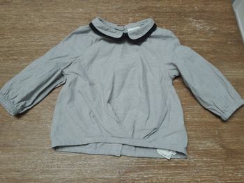 Blouse grise col claudine TAO 6 mois NEUVE