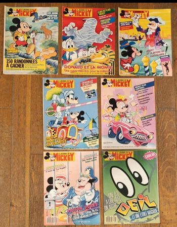 Lot de 7 anciens journaux de Mickey vintage
