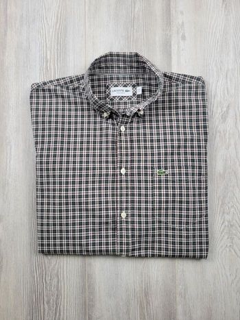 Chemise Lacoste homme – Petits carreaux vert foncé/blanc – Taille M – Excellent état