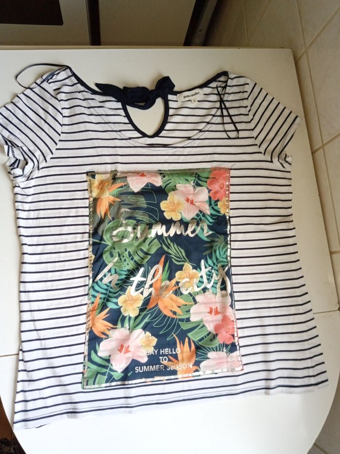 T-SHIRT marinière, taille L en 44