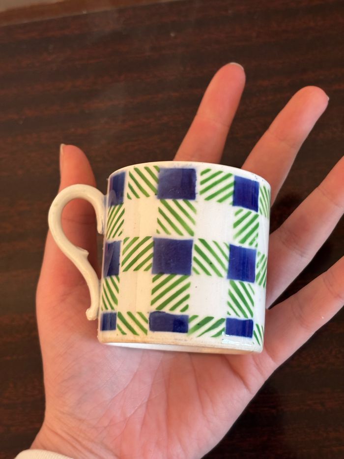 Ensemble de 6 tasses et soucoupes Digoin Sarreguemines Plaid - photo numéro 5