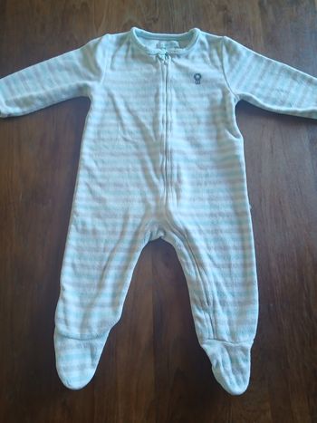 Pyjama garcon 1 piece en coton a rayures taille 6 mois marque obaibi