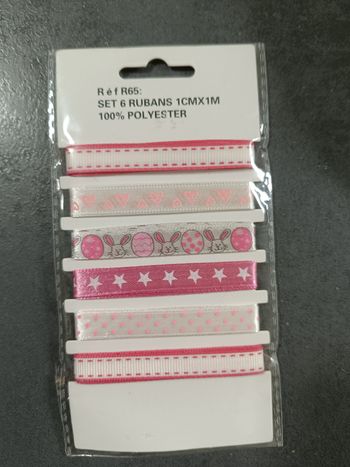 Lot de 6 rubans différents motifs lapins, étoiles