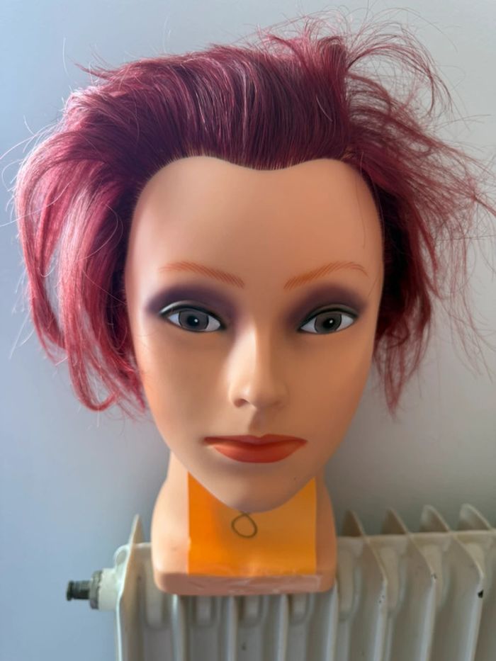Tête malléable professionnelle Raphael Perrier - Cheveux Colorés (Rouge/Bourgogne)