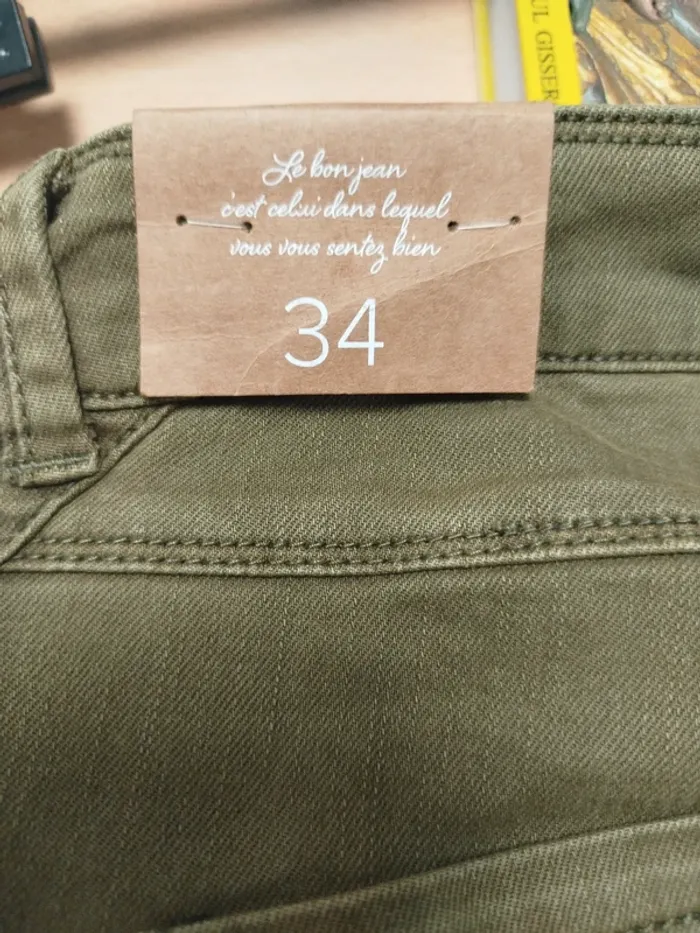 Pantalon slim kaki Grain de Malice T34 stretch coupe ajustée femme A1425 - photo numéro 8