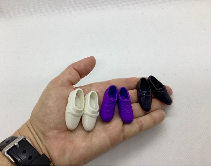 Lot 3 paires chaussures Ken Mattel vintage noir blanc violet mocassins sneakers baskets