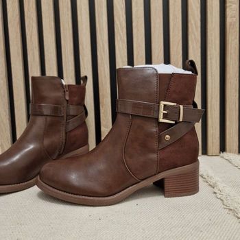 Bottines bi matière brown cuir daim automne