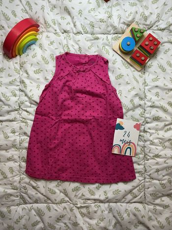 robe sans manches rose motifs coeurs bébé rêve 24 mois