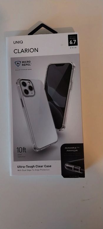 Coque arrière antimicrobienne hybride Clarion Uniq pour iPhone 12 Pro Max transparente