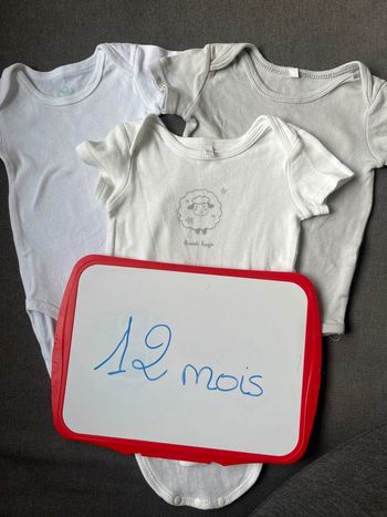 Lot de 3 bodys manches courtes 12 mois