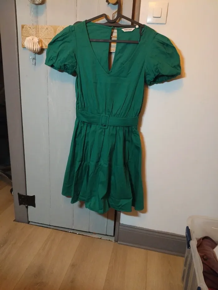 Robe nafnaf verte ceintrée - photo numéro 2