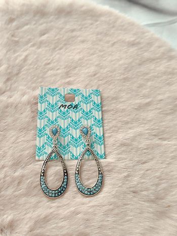 Boucle d'oreille Goutte-Inspiration Bohème Chic Argenté Bleu 🩵
