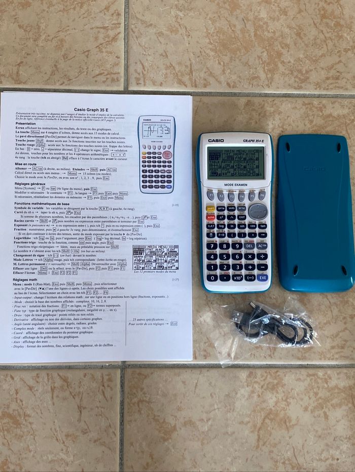 Calculatrice casio graph 35+e avec notice et câble