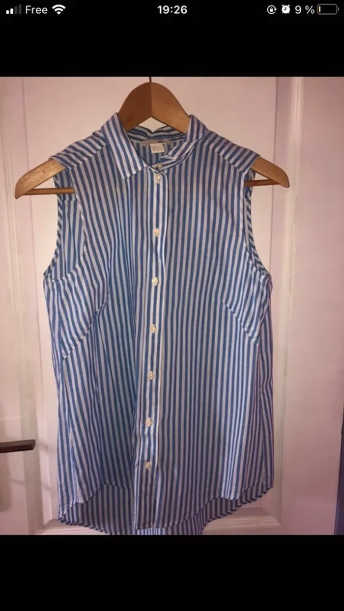 chemise longue femme a rayures bleu et blanc (XS / Femme) - photo numéro 2