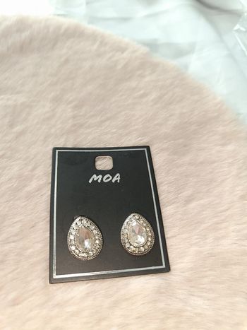 Boucle d'oreille goutte argenté Strass⭐Moa⭐