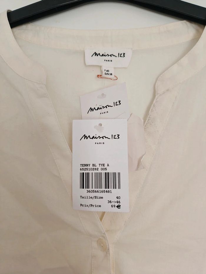 Chemise manches longues Maison 123 coton dégradé ocre taille 40 NEUVE - photo numéro 2