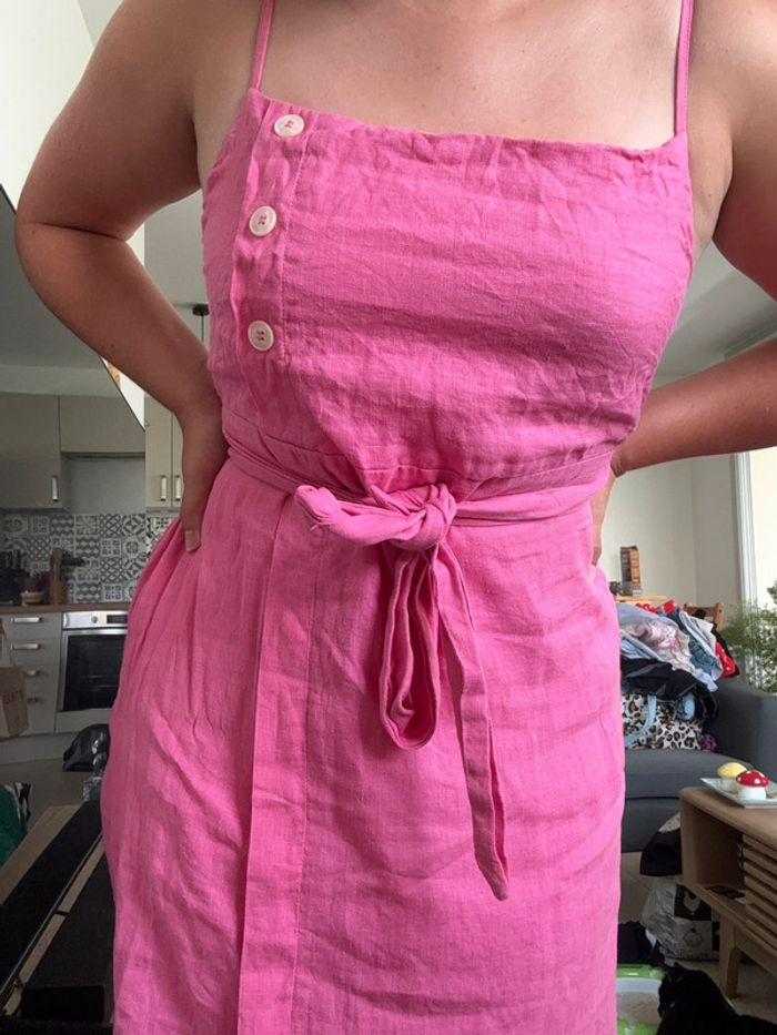 Robe rose en lin Camaïeu taille M - photo numéro 3