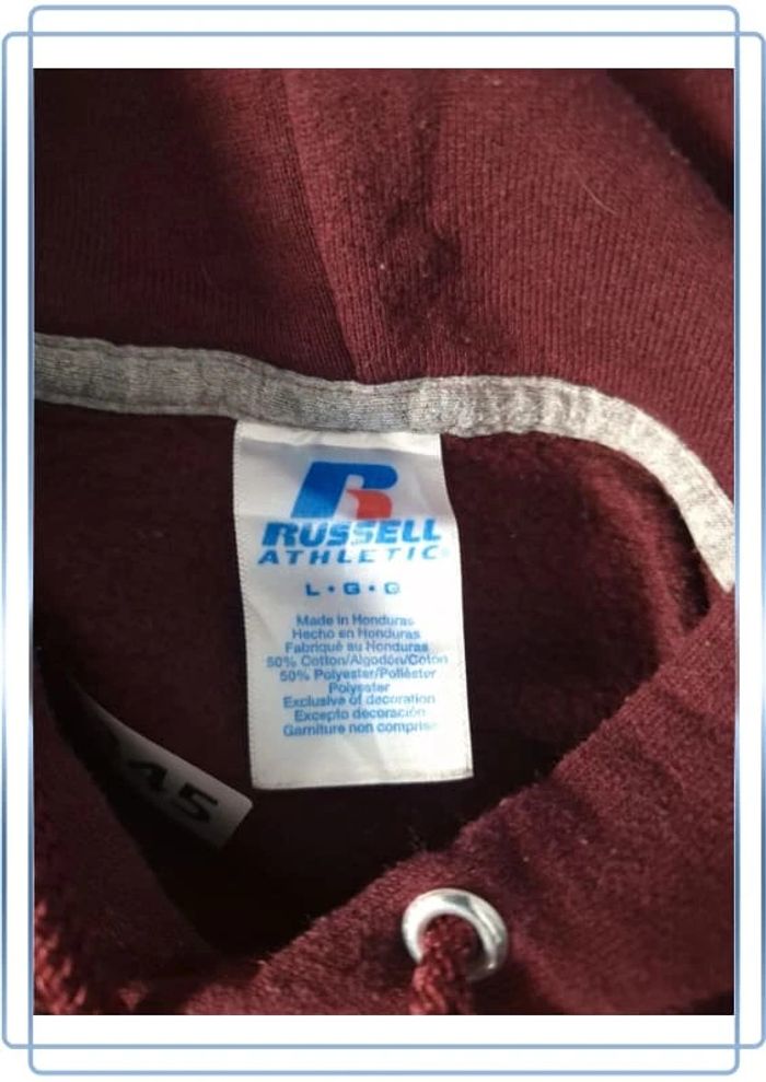 sweat a capuche / Hoodie russell athletic - taille L - homme - bordeaux floqué (320) - photo numéro 7