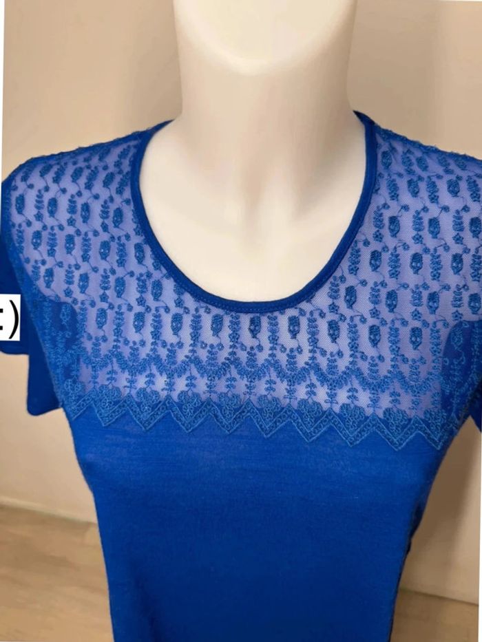 T-shirt The Kooples taille L bleu avec dentelle - photo numéro 6