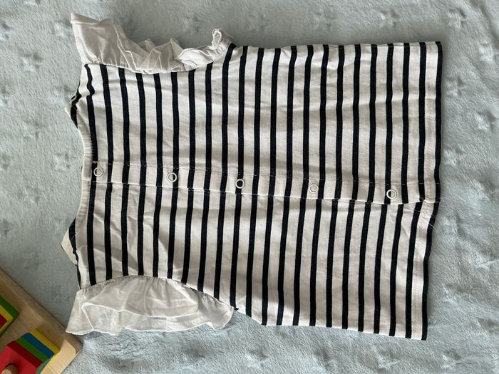 teeshirt manches courtes marine et blanc 12 mois kiabi ouverture devant - photo numéro 8