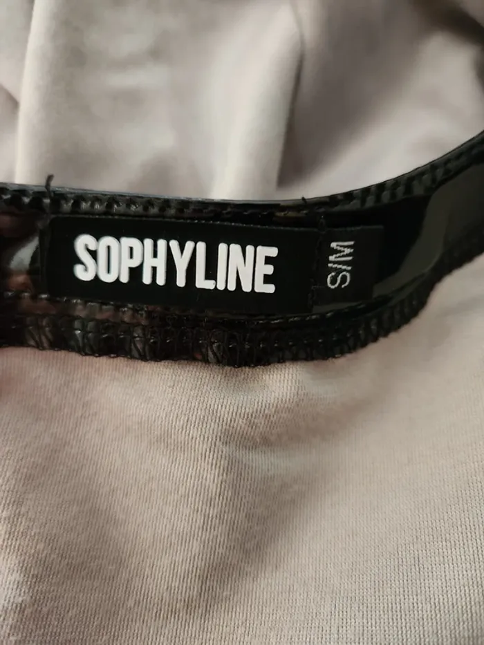 Top gris clair à col clouté & zip dos – Sophyline – S/M - photo numéro 3