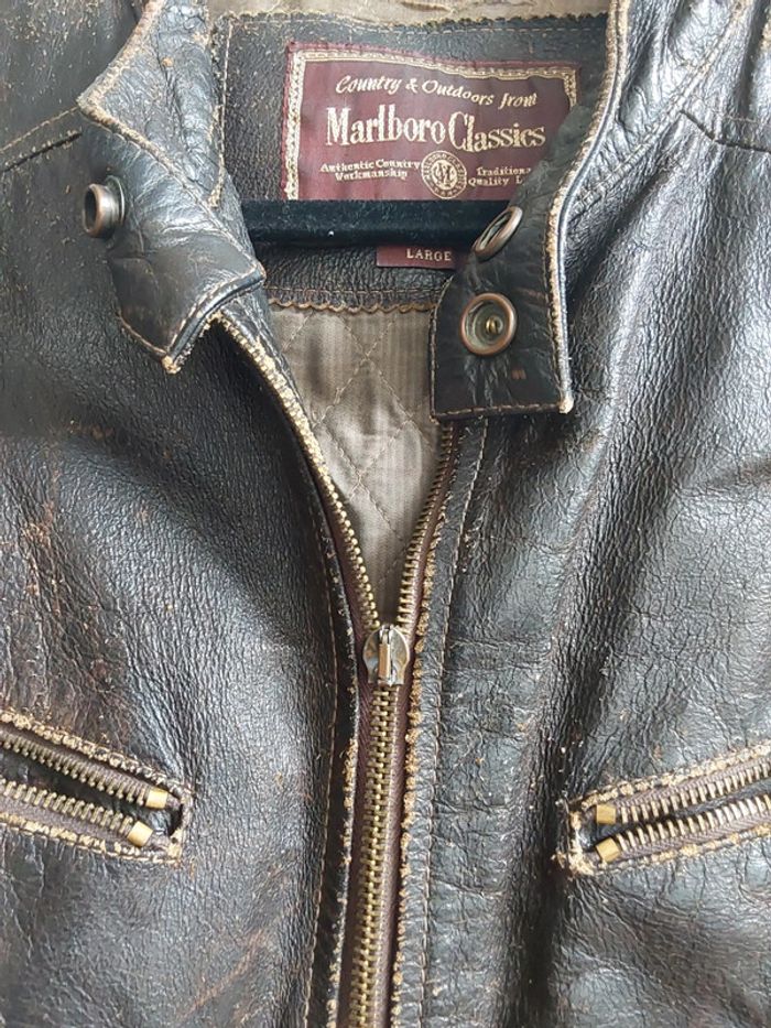 Blouson cuir Marlboro vintage - photo numéro 4