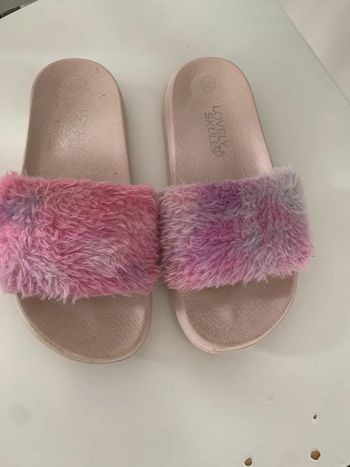 Chaussons mules fausse fourrures rose