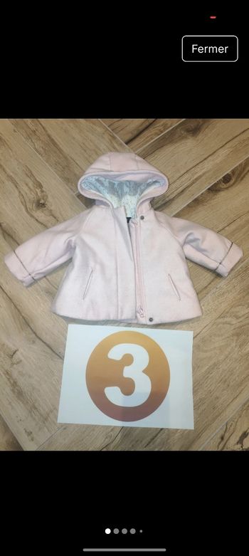 Caban Veste polaire doublé 
Couleur rose clair 
Taille 3 mois 
Parfait état
