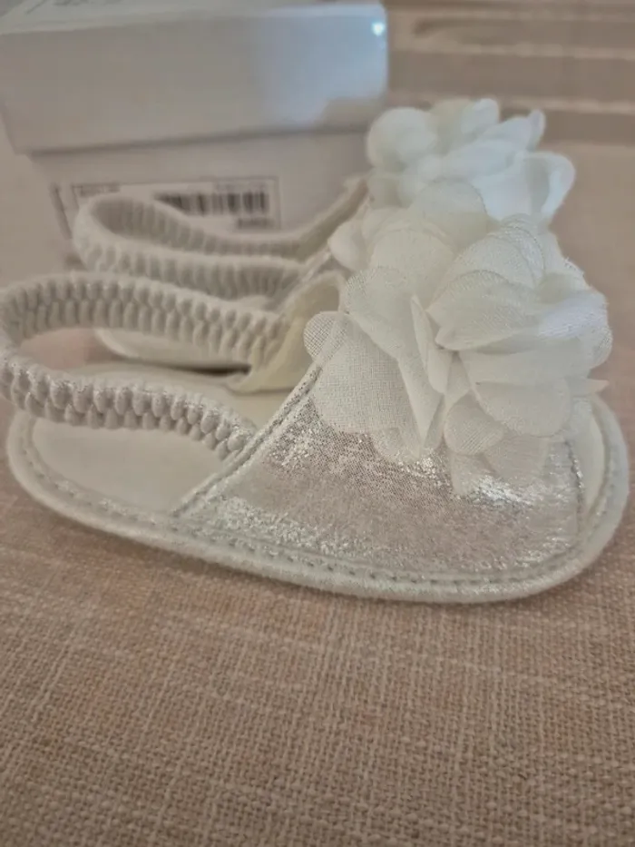 Sandales argentées chaussures bébé bohèmes à fleurs 20 - photo numéro 4