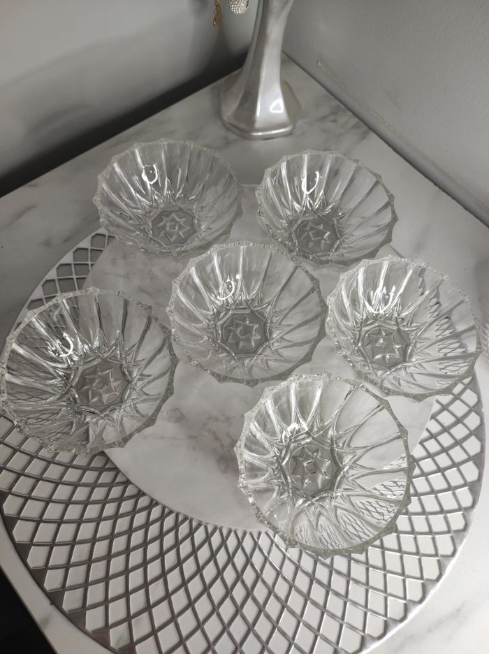 Coupelles anciennes verre taillé - photo numéro 3