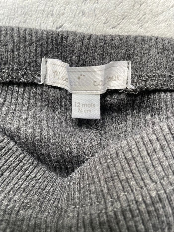 Legging gris maille côtelé, 12 mois - photo numéro 3
