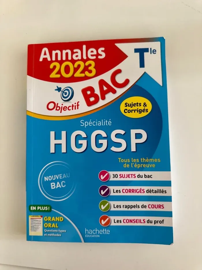 Livre annales 2023 objectif, bac spécialité hggsp