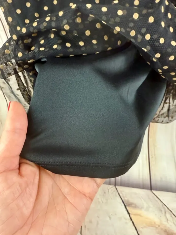 Très belle jupe élégante et chic longue en tulle noir à pois camel H&M taille XL - photo numéro 9