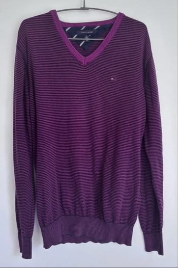 💜 Pull col en V homme Tommy Hilfiger Taille L - 100% coton
