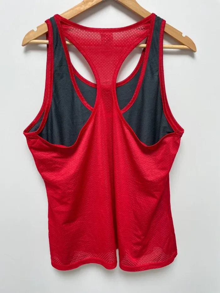 Mesh tank top jersey sports running red grey Danskin Womens XXL
