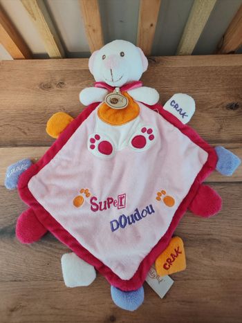 Ours plat rose super doudou baby nat