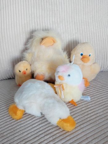 Lot 5 peluche canard poussin jaune Vintage / Bout'chou Câlin × Colmar × GP International