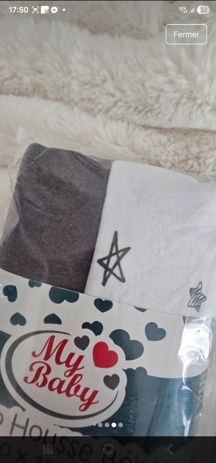 Lot de 2 draps housses 60×120 cm Neufs - photo numéro 5