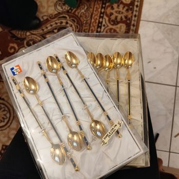 Cuillères dorées à l'or fin