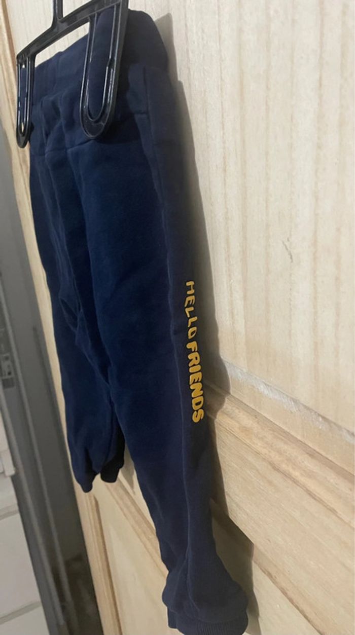 Pantalon jogging uni bleu marine avec poche et cordon taille 18 mois - photo numéro 3