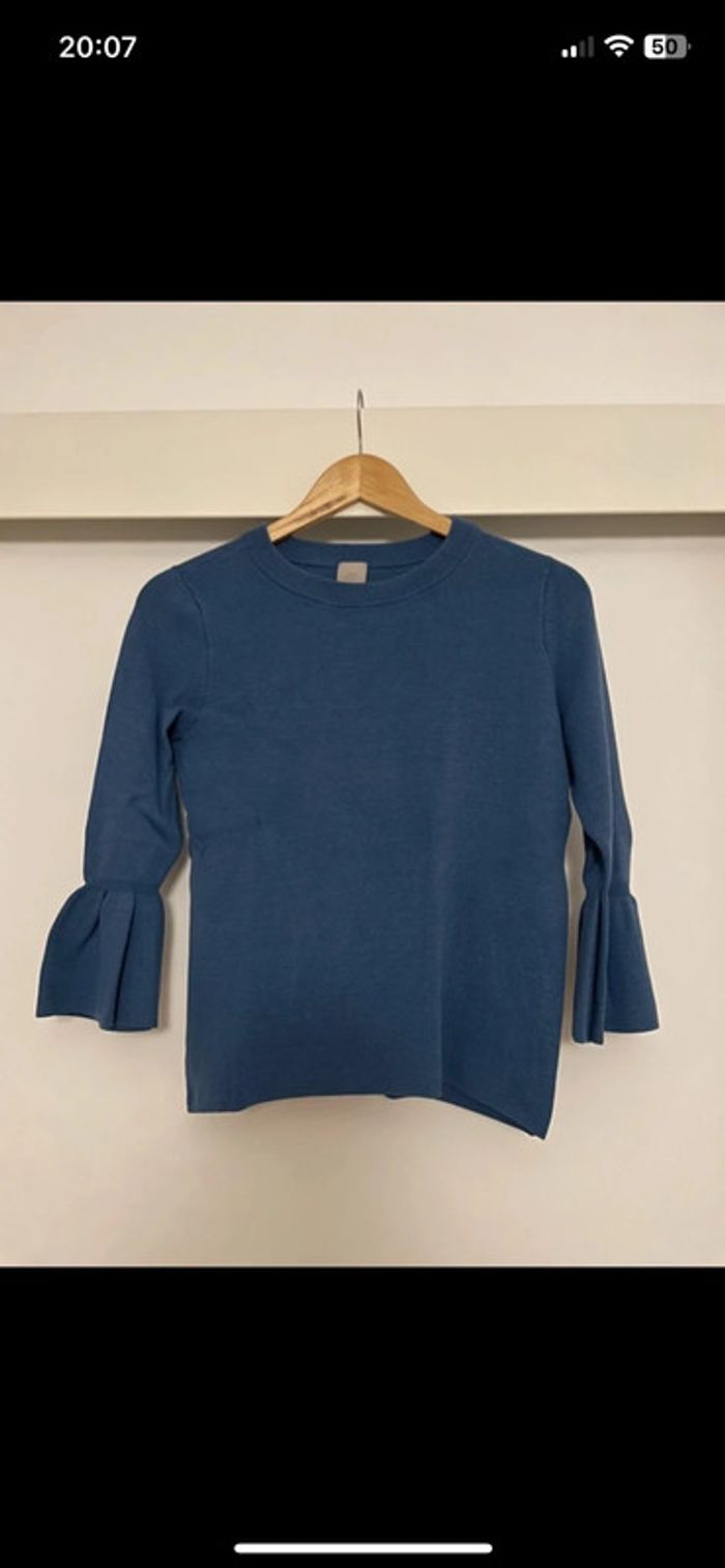 Petit pull bleu manche 3/4