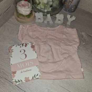 T-shirt manches courtes Rose 3 mois obaibi