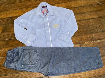 Ensemble chemise sergent major et pantalon velour cadet rousselle  24 mois