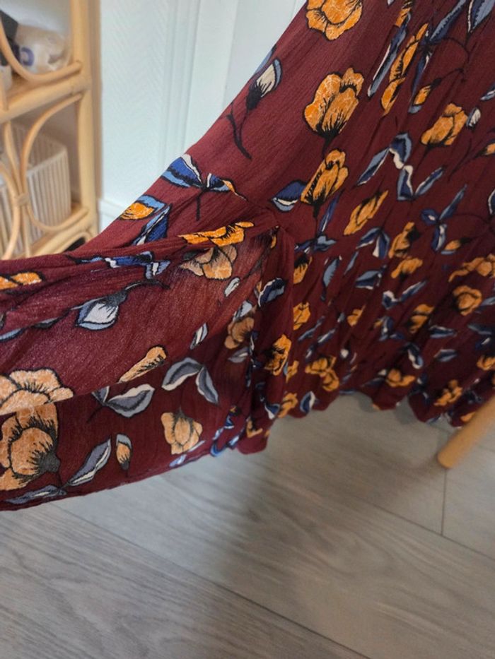 Robe longue fleurs marron bleu - photo numéro 3